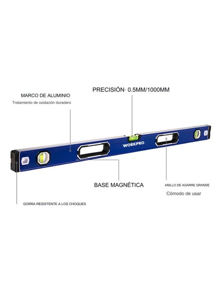 Nivel de burbuja c/base mágnetica 60cm pro. workpro