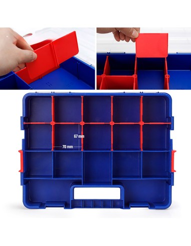 Organizador de compartimentos apilable con tapa...