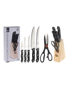 Juego de cuchillos 5 piezas + 1 tijera de cocina + tacoma