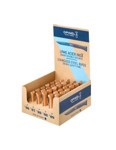 Expositor navajas opinel acero inoxidable, 30 uds (nº6, nº7, nº9 6 uds nº8 12 uds de cada numero)