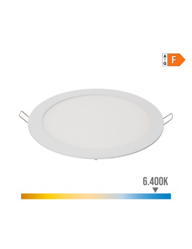 Downlight led empotrable redondo 20 w luz fria 6400 k 1500 lm blanco ø22,5 cm