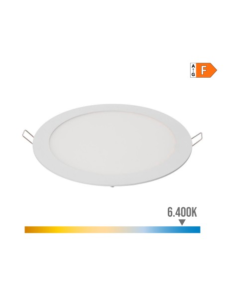 Downlight led empotrable redondo 20 w luz fria 6400 k 1500 lm blanco ø22,5 cm