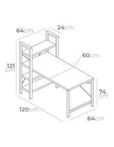 Escritorio de madera con estantería medidas: 121 x 120 x 64cm 2