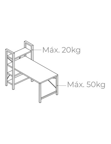 Escritorio de madera con estantería medidas:...