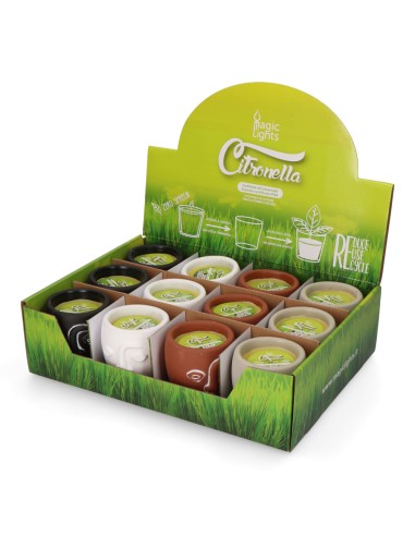 Vela citronela de terracota "caras" colores...