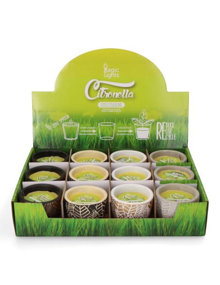 Vela citronela de terracota "hojas" colores surtidos