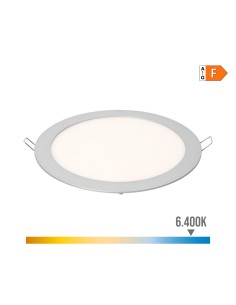 Downlight led empotrable redondo 20 w luz fria 6400 k 1500 lm cromado ø22,5 cm