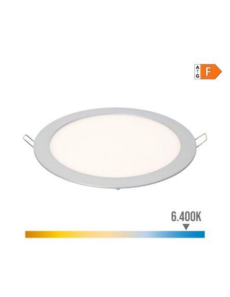 Downlight led empotrable redondo 20 w luz fria 6400 k 1500 lm cromado ø22,5 cm