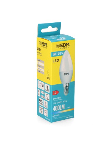 Bombilla vela led e14 5 w 400 lm 6400 k luz...