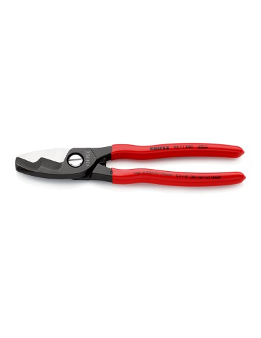 Tijeras cortacables con filo de corte doble recubiertos de plástico bruñido 200 mm ø 20 mm / 70 mm² 9511200 knipex