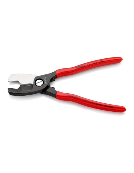 Tijeras cortacables con filo de corte doble recubiertos de plástico bruñido 200 mm ø 20 mm / 70 mm² 9511200 knipex