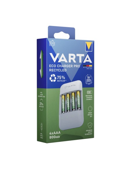 Cargador de pilas varta eco charger pro + 4 pilas 800 mah aaa 56813