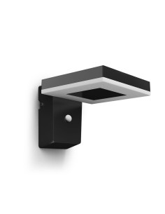 Aplique solar mural cuadrado ultraeficiente,ip44 1,3w, 250im 3000k, luz cálida, philips 2