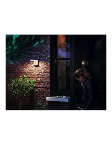 Aplique solar mural redondo ultraeficiente,ip44 1,3w, 250im 3000k, luz cálida. philips