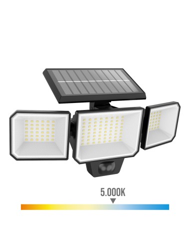 Aplique solar nysil con sensor, negro, 8,7 w, 5000 k, 1000 lm