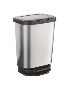 Cubo con pedal jive con cierre amortiguado plata/negro 33,2 x 25,2 x 45,8 cm 27 l