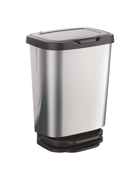 Cubo con pedal jive con cierre amortiguado plata/negro 33,2 x 25,2 x 45,8 cm 27 l