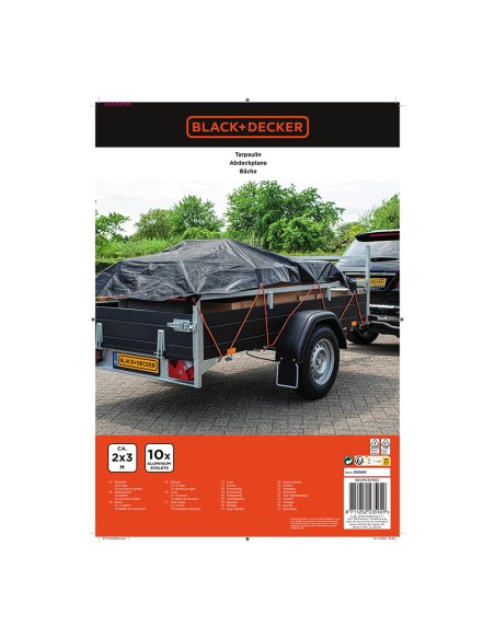 Lona negra para remolque, medidas: 2x3m. black+decker