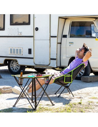 Mesa de camping textil plegable con funda...