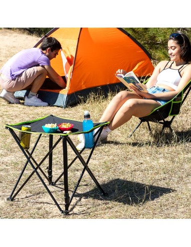 Mesa de camping textil plegable con funda...