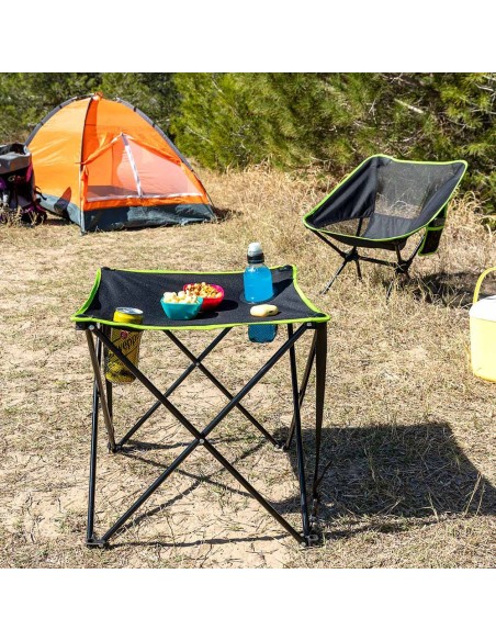 Mesa de camping textil plegable con funda cafolby. innovagoods