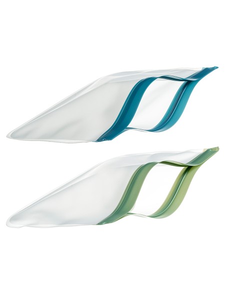 Bolsas reutilizables herméticas zip, 2 uds, 2 colores surtidos, 23 x21 cm