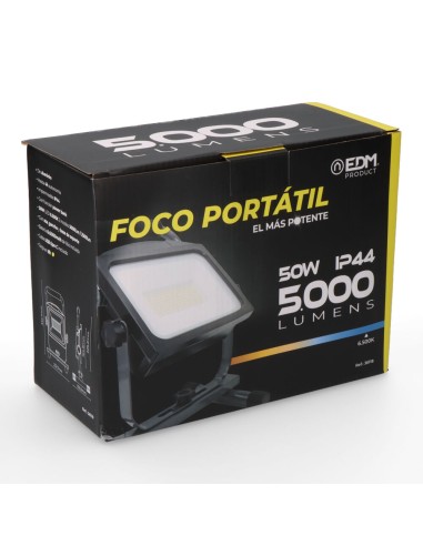 Foco / proyector led recargable 50 w 5.000 lm...