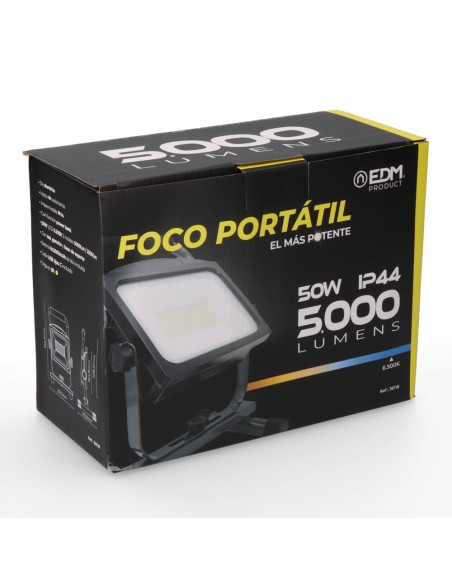 Foco / proyector led recargable 50 w 5.000 lm 12.000 mah 6.500 k