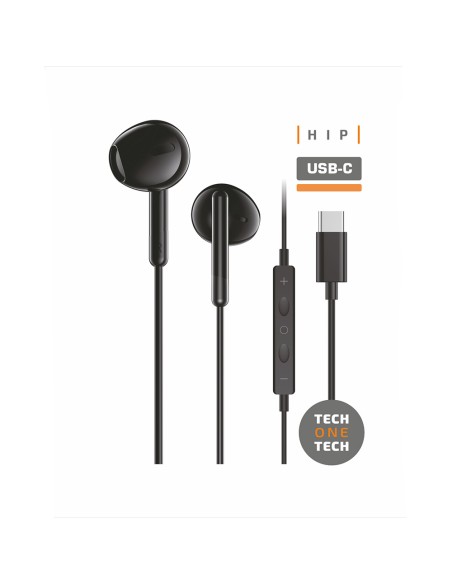 Auriculares hip negros, con usb-c. tech one tech
