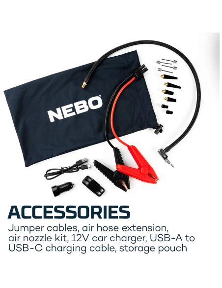 Arrancador + compresor de aire assist air jump starter. nebo