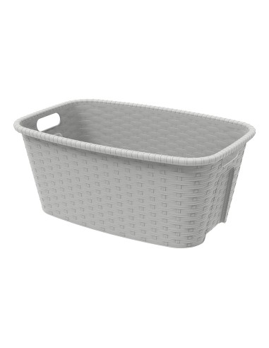 Cesto para ropa 35 l rattan color crema 59,5 x 39,5 x 25 cm
