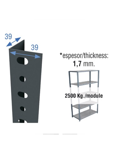 Perfil sclassic p/40 2000mm gris. simon rack