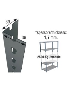 Perfil sclick p/40 2000mm gris. simon rack 2