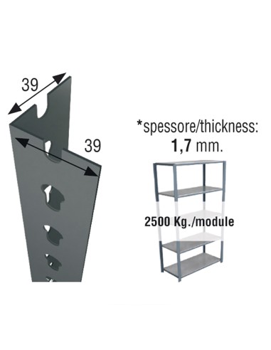 Perfil sclick p/40 2000mm gris. simon rack