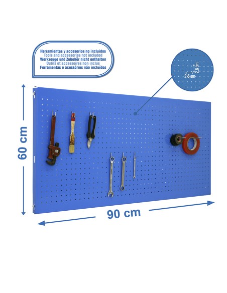 Panelclick 90x60 cm azul + 8 ganchos. simon rack