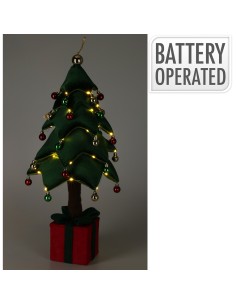 Arbol de navidad con led, blanco cálido, a pilas, 70 cm.