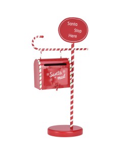 Buzon decorativo navidad, metal, rojo, 51cm.