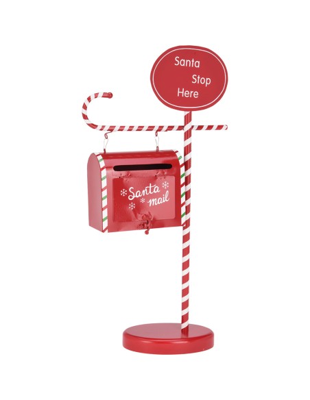 Buzon decorativo navidad, metal, rojo, 51cm.