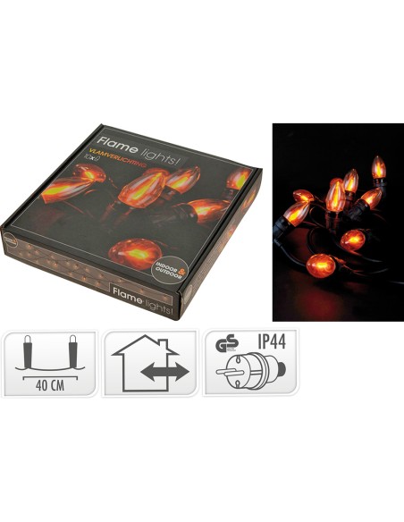 Guirnalda efecto llama, ip44, 10 led, 220v, 510 cm