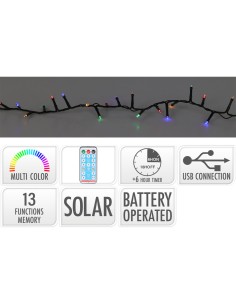 Guirnalda led, 13 funciones parpadeante multicolor, solar