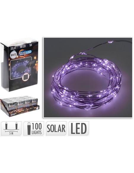 Guirnalda micro led, violeta, 100 leds, solar, 7 m