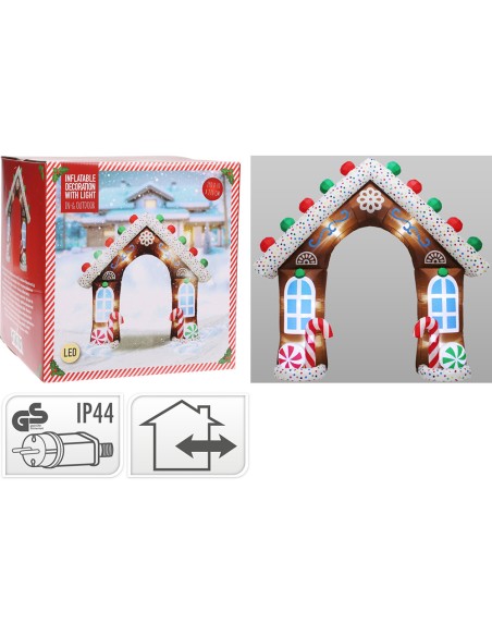 Inflable casita caramelo con led, ip44, 290 x 70 x 270 cm