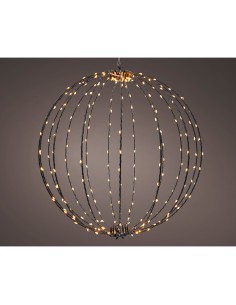 Adorno led colgante bola, de marco metálico negro, ø38cm.