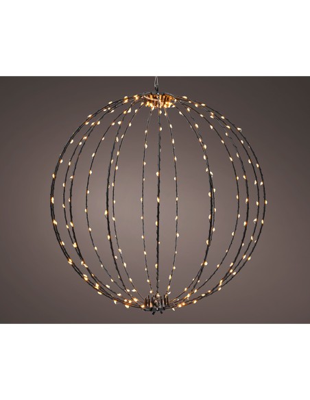 Adorno led colgante bola, de marco metálico negro, ø38cm.