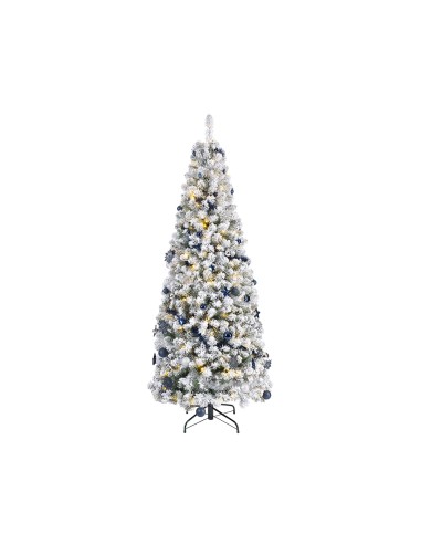 Arbol de navidad nevado plegable con microled parpadeantes y adornos, ø64x150cm.