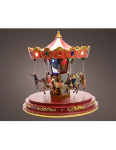 Carrusel de invierno con movimiento y luz led multicolor.