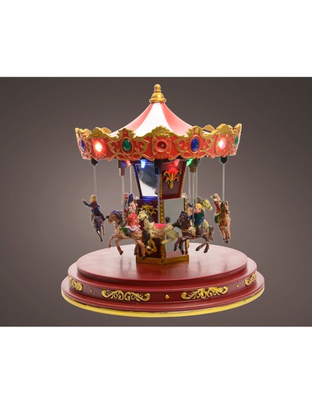Carrusel de invierno con movimiento y luz led multicolor.