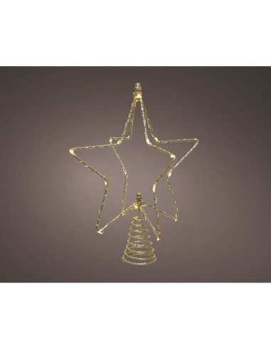 Estrella arbol navidad dorada alambre microled, 20x5x25cm. lumineo