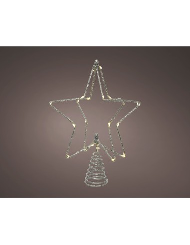 Estrella arbol navidad plateada alambre microled, 20x5x25cm. lumineo
