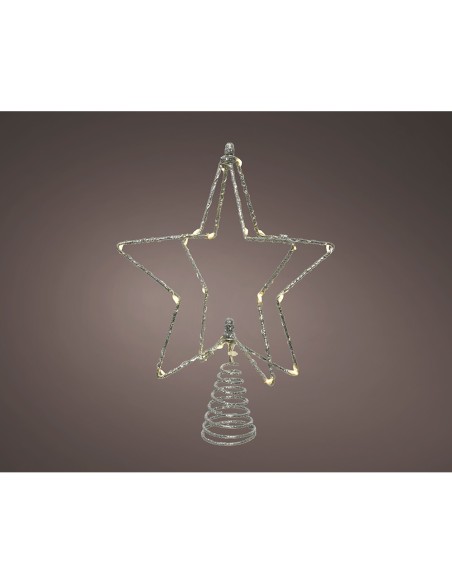 Estrella arbol navidad plateada alambre microled, 20x5x25cm. lumineo